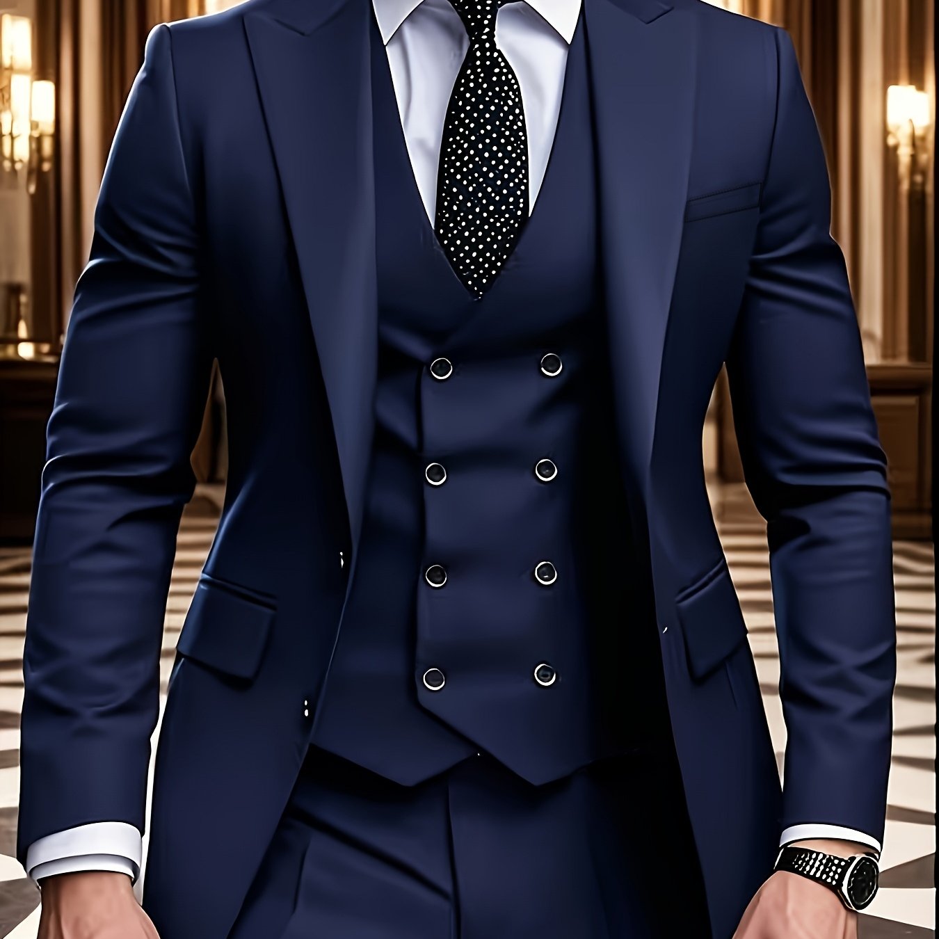 [Three-Piece Suit Set] Men's Three-Piece Suit Set with Vest and Trousers for Weddings and Formal Occasions