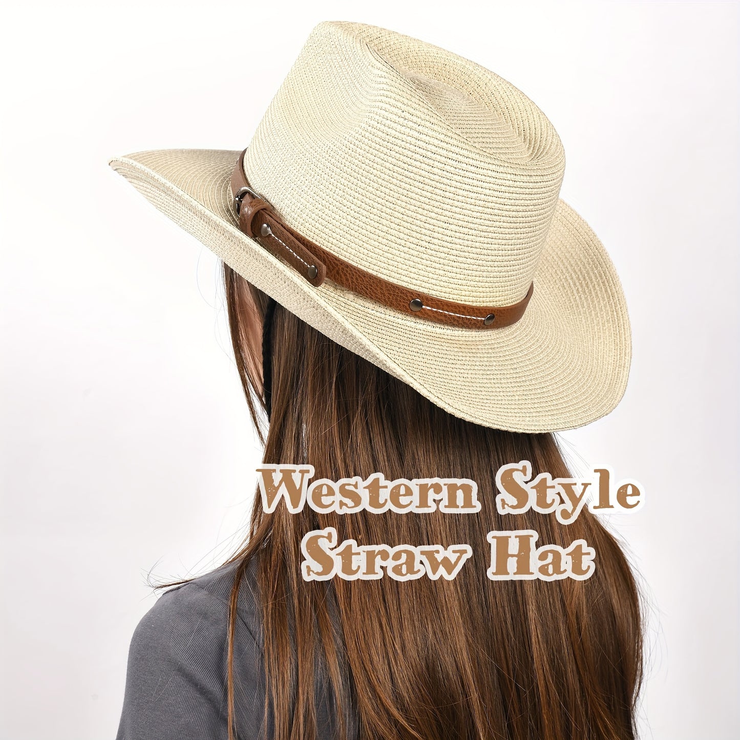 Adjustable Western Cowboy Hat with Wind Rope Closure - Foldable Lightweight Breathable for Beach, Outdoor & Travel - All-Season Comfort