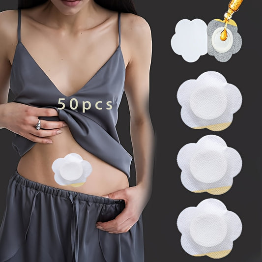 50pcs disposable castor oil belly button stickers non-woven belly button stickers breathable same style for men and women ( without oil)