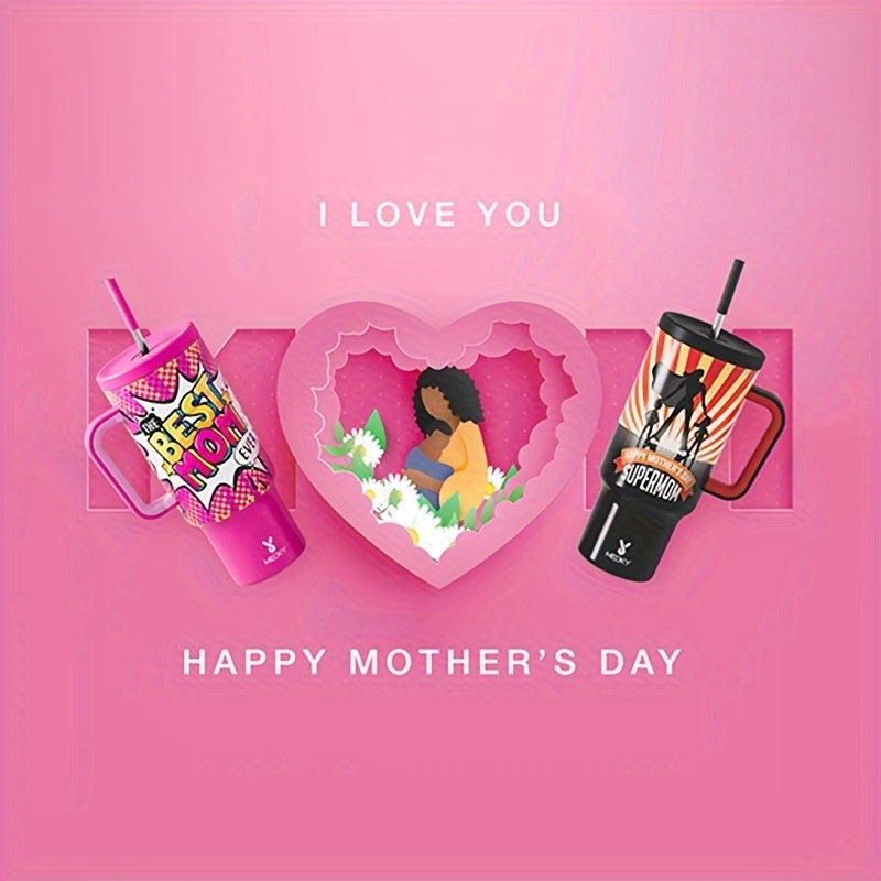 [MEOKY Stainless Steel Tumbler] MEOKY 40oz Stainless Steel Tumbler with Handle | Leak-Proof, Insulated Travel Mug for Hot & Cold Drinks, Perfect Gift for Father's Day & Mother's Day, Round Shape, Hand Wash Only, Travel Drinkw