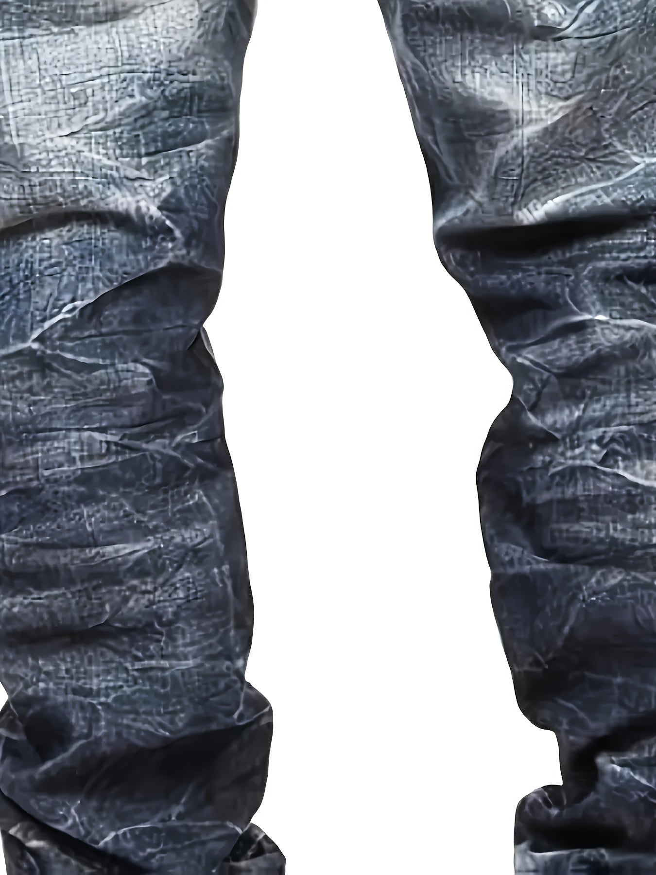 Men'S Vintage Washed Blue Faux Denim - Loose Fit Streetwear Pants with Raw Edge Details, All-Season Non-Fading Faux Denim for Casual Outfits & Casual Attire, Urban Fashion, Distressed Look, Sturdy Construction, Fashion Bottom