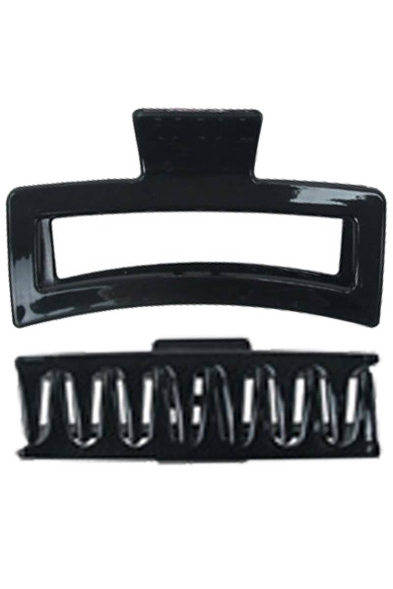 Extra Wide Block Glossy Black Plastic Y2K Fashion Hair Claw