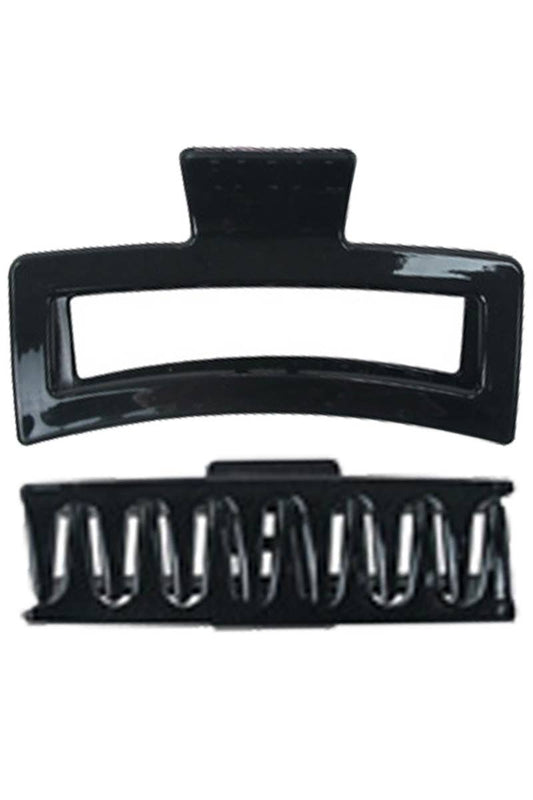 Extra Wide Block Glossy Black Plastic Y2K Fashion Hair Claw