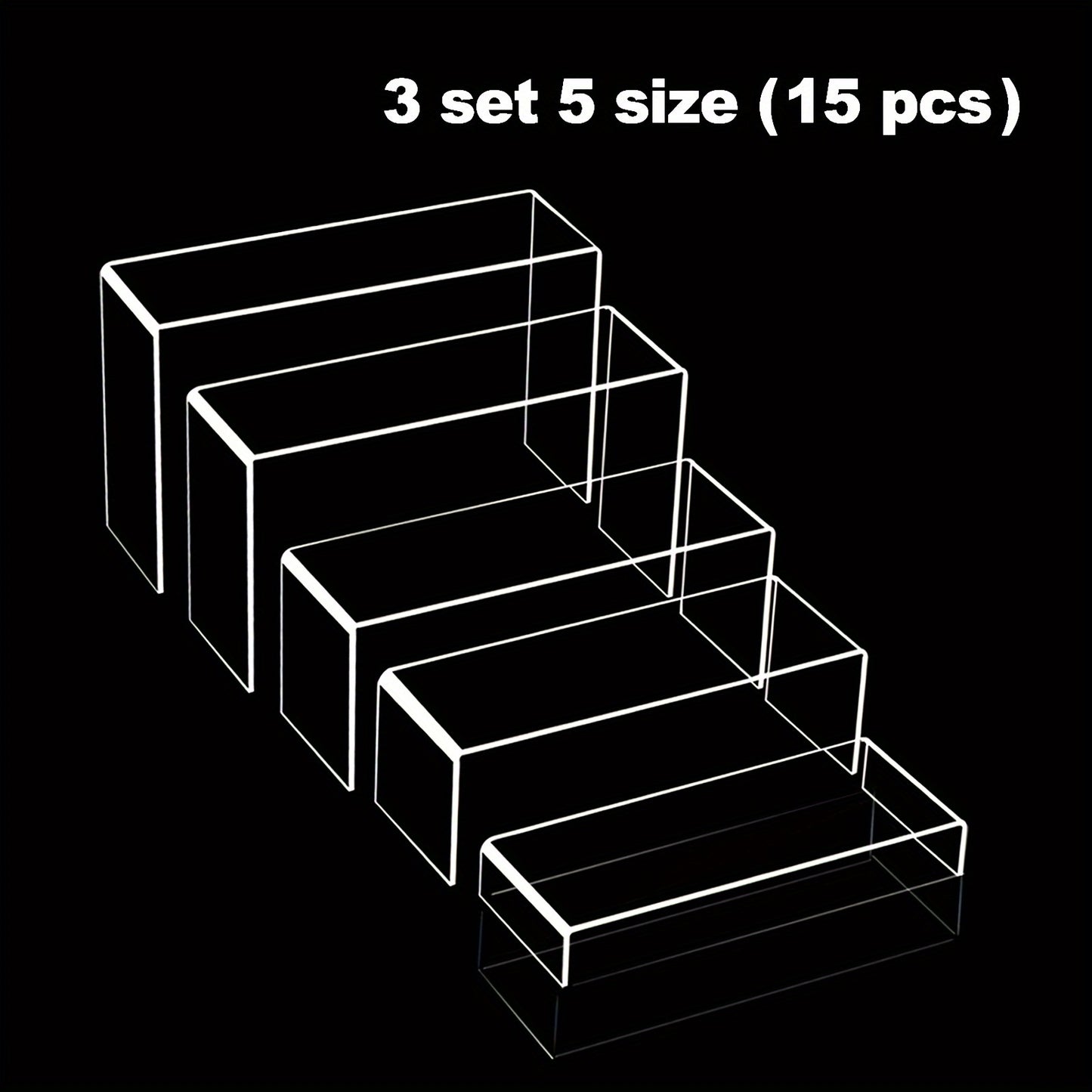 15pcs Clear Acrylic Risers for Display - Multi-Purpose, Durable, Easy-to-Use Stands for Funko Pop, Cupcake, Jewelry, Christmas Decorations, and More (Multiple Sizes)
