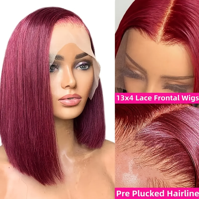 [Straight Human Hair Wig] 250% Density Straight Human Hair Glueless Wig, Glueless Straight Bob Wigs for Women, 13x4 HD Lace, Preplucked Pre Cut Lace Air Wig, Put On And Go Human Hair Wigs