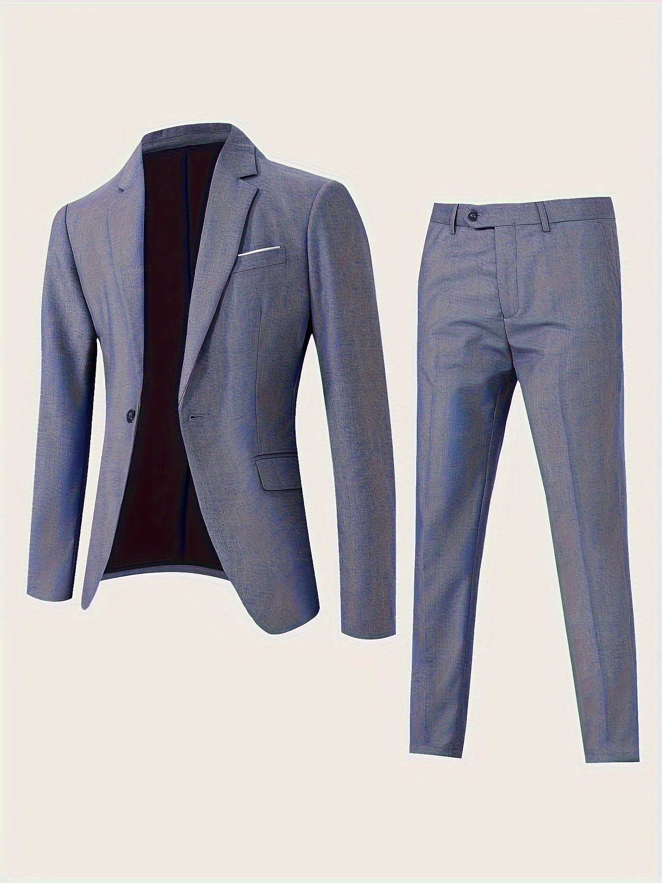 Men'S Formal Suit Two-Piece Set, Single Button Blazer and Pants, Suitable for Interviews, Business Professional Occasions, and Daily Casual Parties