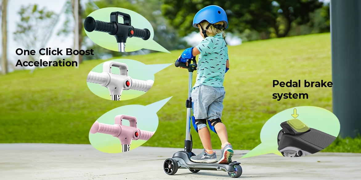 Best Seller- IK2 Electric Scooter for Youngsters 3-8, 70W Folding & 8KM/H Top E-Scooter, 30-60 Mins Ride Time, Colorful Glowing Wheels, Adjustable Height, 2025 New EScooter Gifts for Boys Girls
