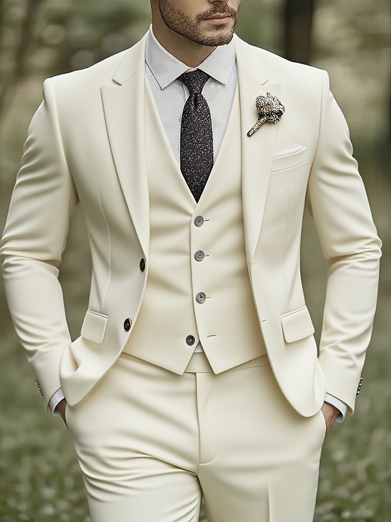 [Plus Size 3-Piece Suit] Premium Plus Size Men's Three-Piece Suit Set | Formal Wear, Wedding Attire, Business Casual, Holiday Gift