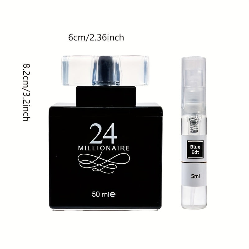 [Long-Lasting Fragrance] 24 Millionaire Men's Cologne | 1.7oz | Exclusive Amber Scent | Long-Lasting Fragrance with Woody Notes | Elegant Black & White Design | Perfect for Casual Attire & Dates