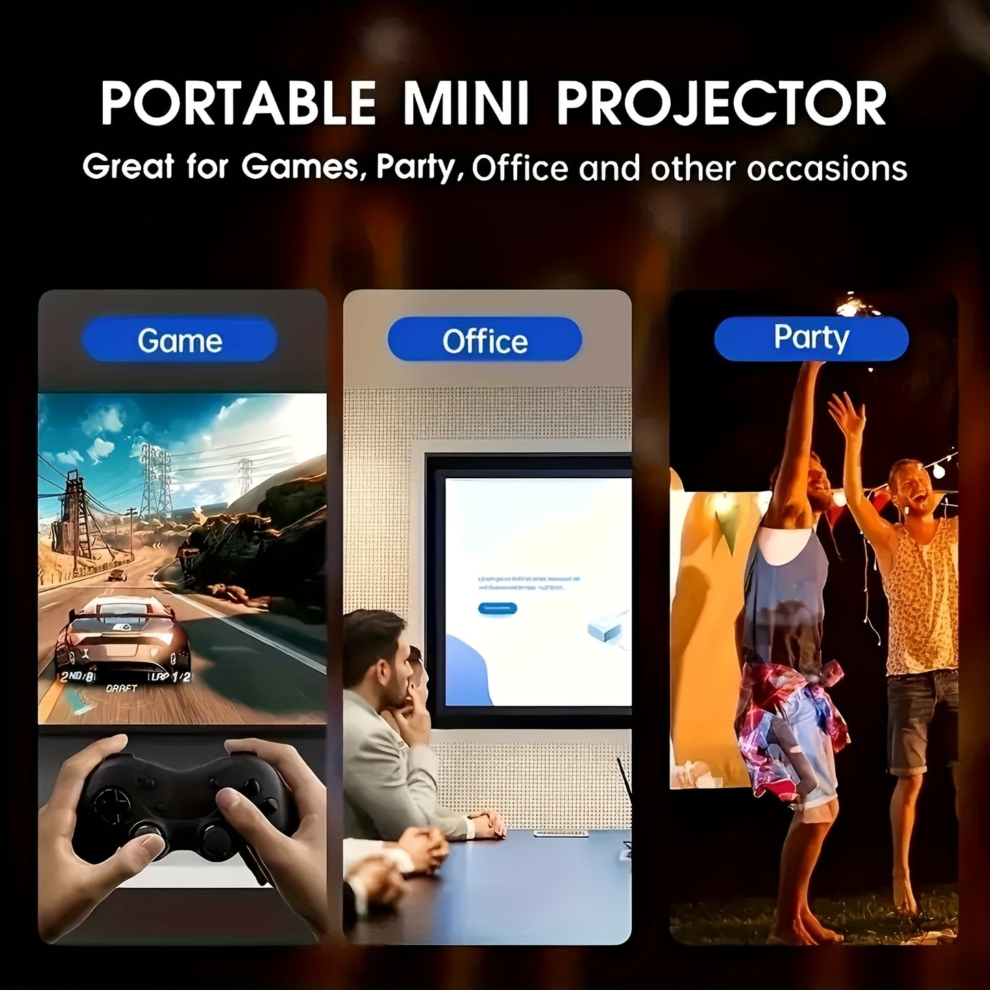 Mini Portable Projector LED | 3000+ Lumens | Built-in Audio And Remote Control | Support 1080P Video | Compatible With Multiple Device Interfaces | For Home Theater