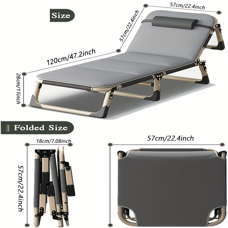 [Portable Folding Bed] 1pc Portable Folding Bed - Metal Frame, Reinforced 8-Leg Stand, Foldable Leisure Sleeping Bed