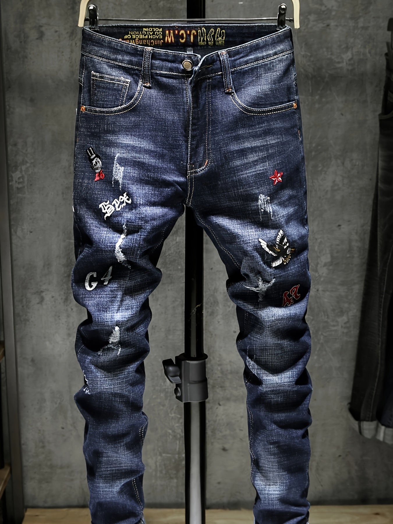 Men's Summer Fashion Trend Elastic Comfortable Versatile Slim-fit Jeans, Suitable for All Seasons.