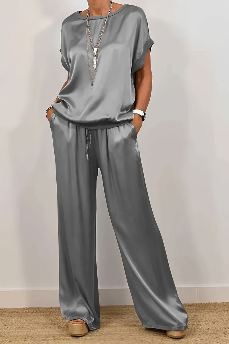 [Trendy Casual Set] Trendy Casual Set: Spring/Summer Loose Shirt & Wide Leg Pants