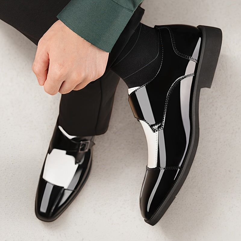 British - Style Elegant Men'S Casual Faux Leather Shoes - Classic Slip - On Dress Shoes. They Are Suitable For Weddings, Parties, And Formal Events, As Well As For Business Formal Occasions. These Are Slip - On Shoes
