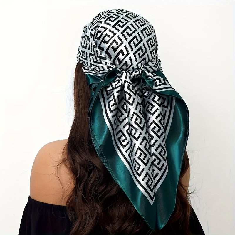 [Exquisite Head Scarf] 4pcs Exquisite Head Scarf for Women | Inspired Black Square Scarf with Golden & Zebra Print - Glamorous Headwear for Any Occasion