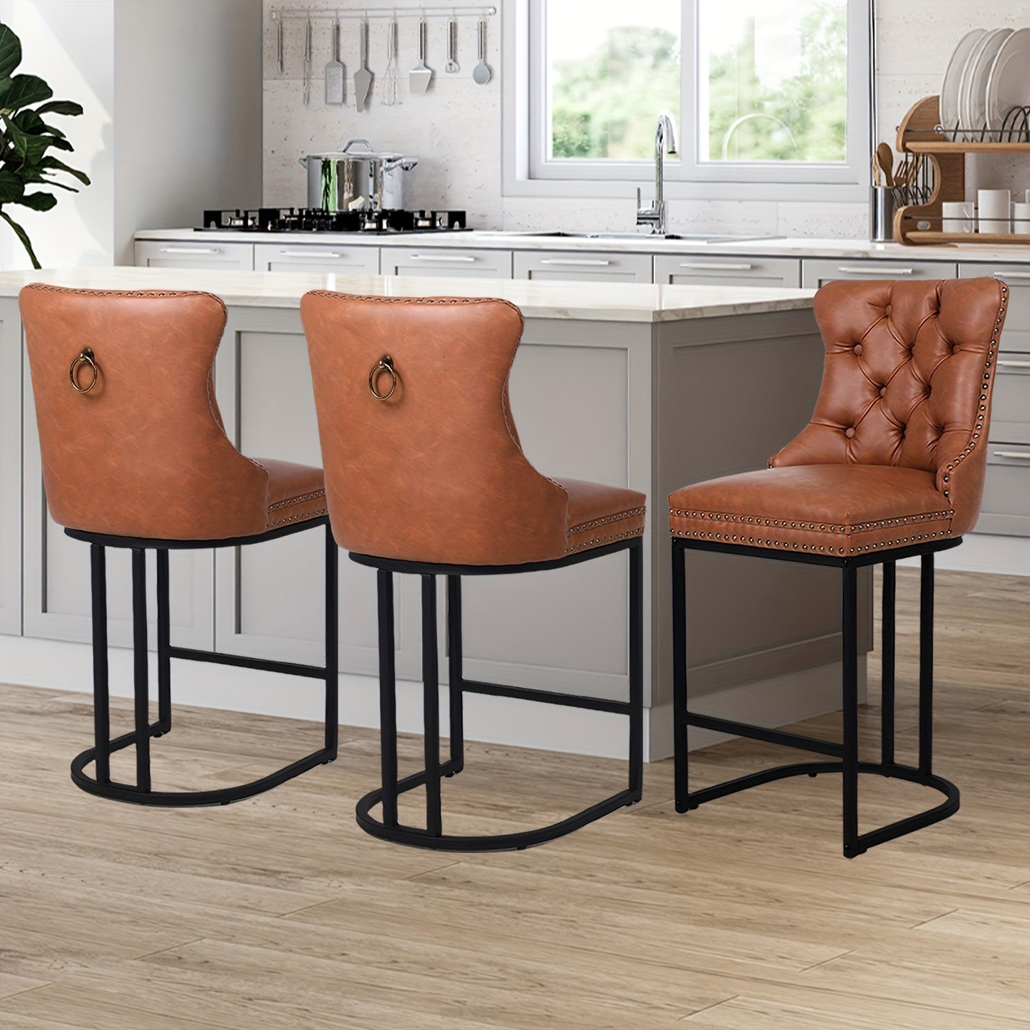 [Modern Bar Stool] 2/3/4pcs Set Modern Bar Stool - Performance Fabric Island Height for Home Kitchen