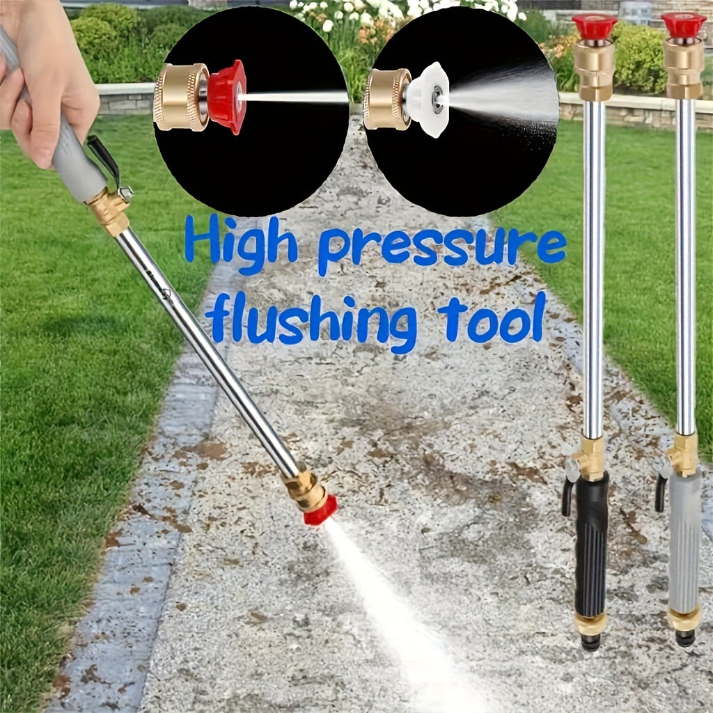 Heavy Duty Multifunctional 1pc High Pressure Cleaning Rod with 2 Hose Nozzles - Efficient Car And Yard Cleaning - Durable Aluminum Alloy Material, Multi-Functional Watering Tool, Compatible Most Hydro Jets, Garden Watering