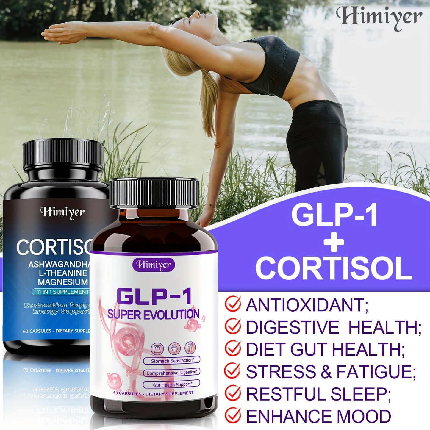 120capsules GLP-1 And CORTISOL [New Upgraded Formula] Herbal Essence Extraction, Vitamins, Minerals And Probiotics, Balance Intestinal Flora, Gentle Intestines, Balance Stress Hormones, Focus, Stability, Anti-oxidation.