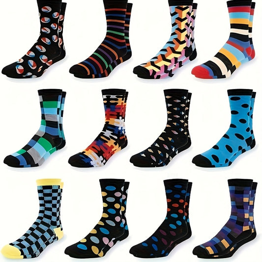 6 Pairs Of Men'S Random Color Casual Cotton Socks, Fun Colored Crazy Socks, Men'S Random Socks Blind Box Valentine'S Day Gift Randomly Send