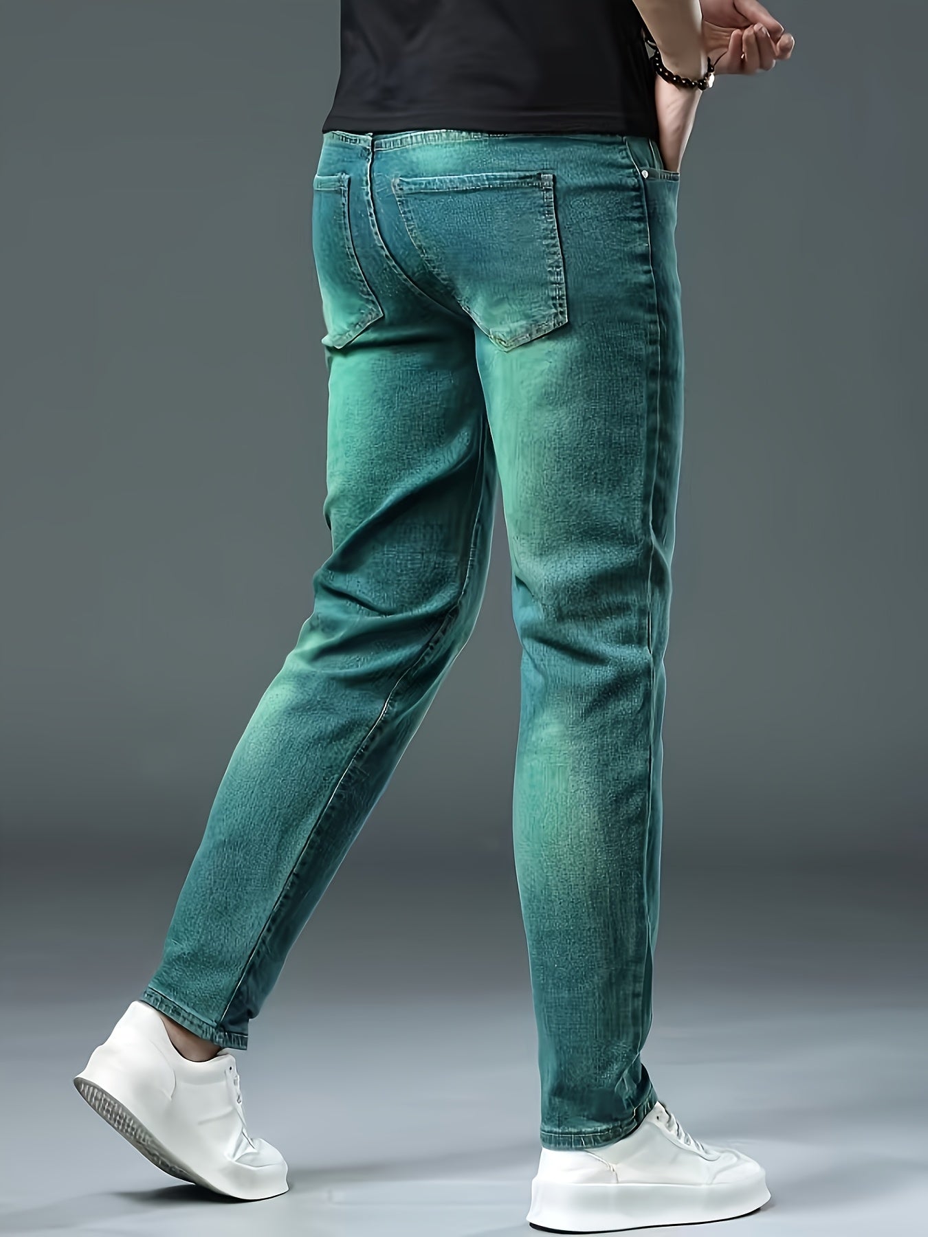 Men'S Jeans, Elastic Simple Jeans, Slim And Green Men'S Clothing, Multi-craft Men'S Pants, Suitable For All Seasons