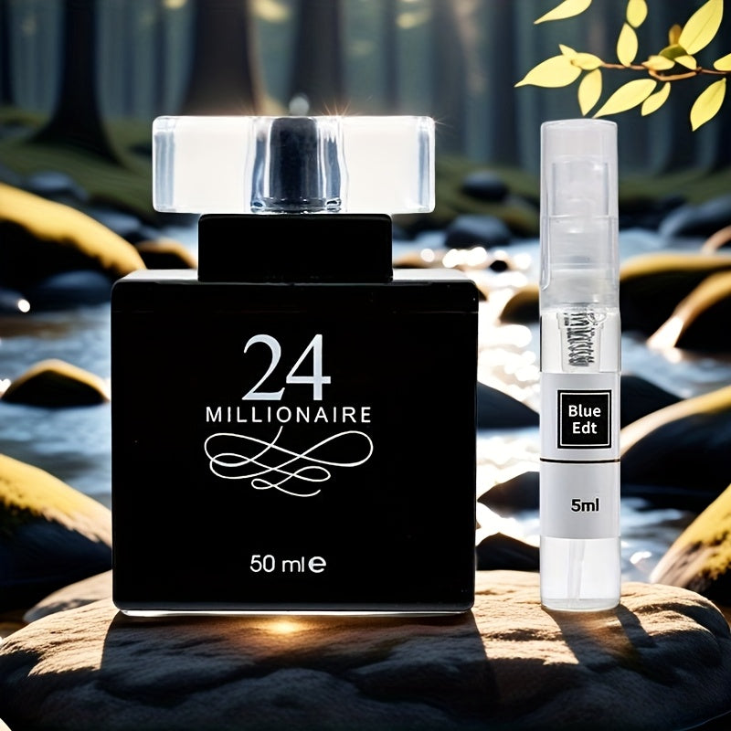 [Long-Lasting Fragrance] 24 Millionaire Men's Cologne | 1.7oz | Exclusive Amber Scent | Long-Lasting Fragrance with Woody Notes | Elegant Black & White Design | Perfect for Casual Attire & Dates