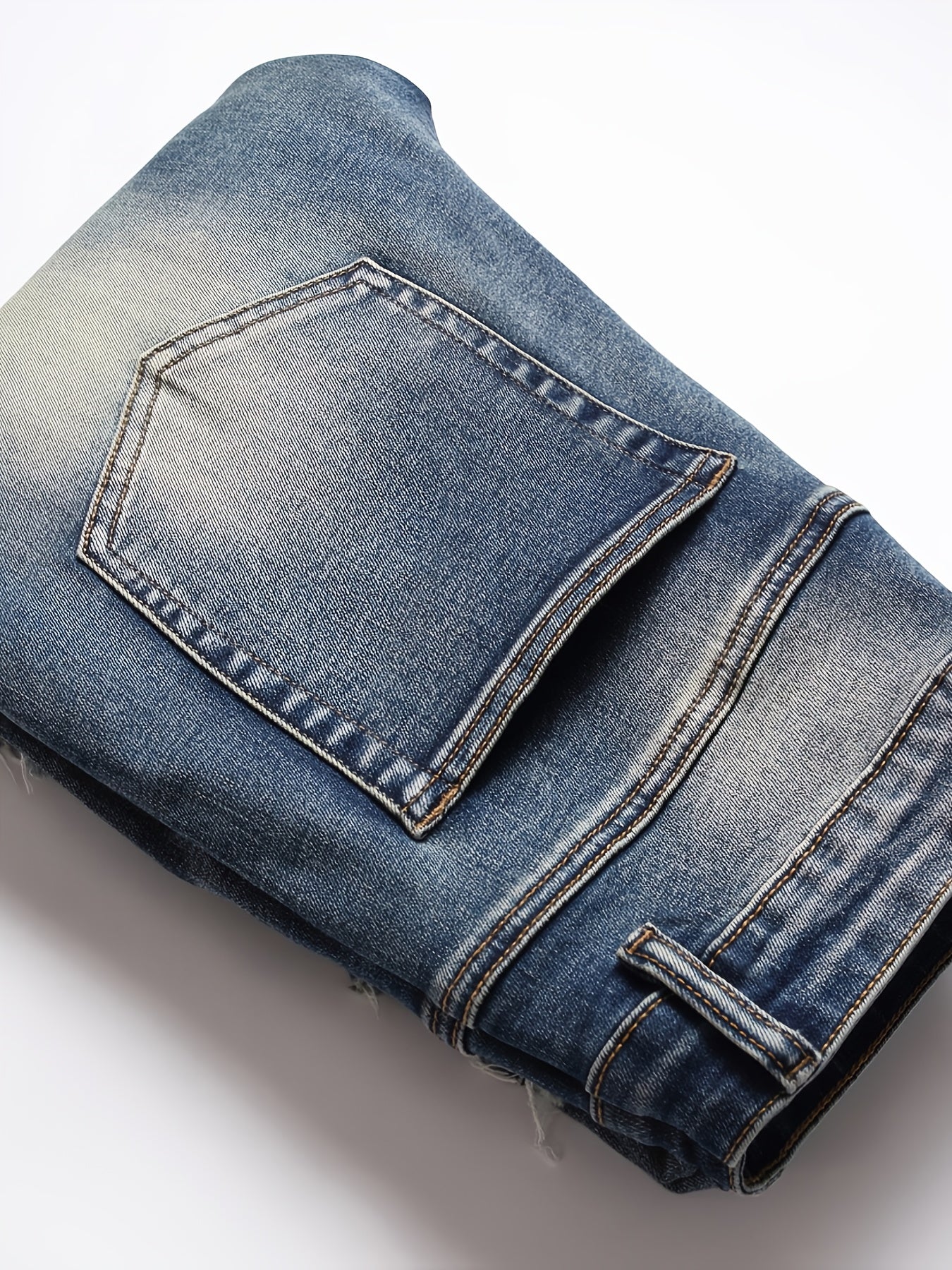 Men'S Slim-Fit Distressed Faux Denim with Raw Edges & Washed Texture - Machine-Washable Streetwear Faux Denim Trousers, All-Season Comfort, Solid Color Design for Casual & Formal Outfits, Versatile Clothing, Trendy Fashion, D