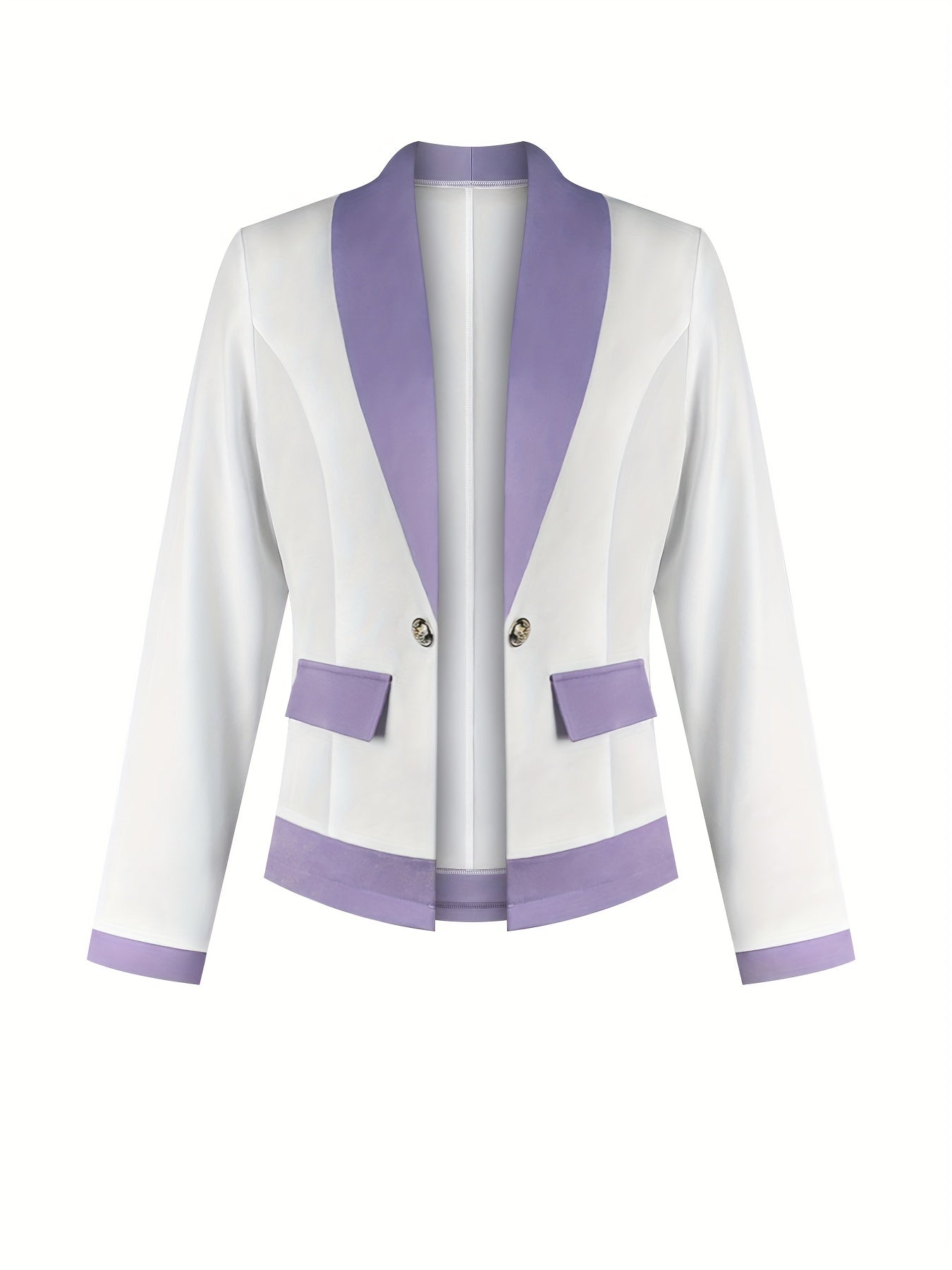 Women's Elegant Suit Color Block Suit Collar Long Sleeve Open-front Suit Jacket And Dress Two-piece Set