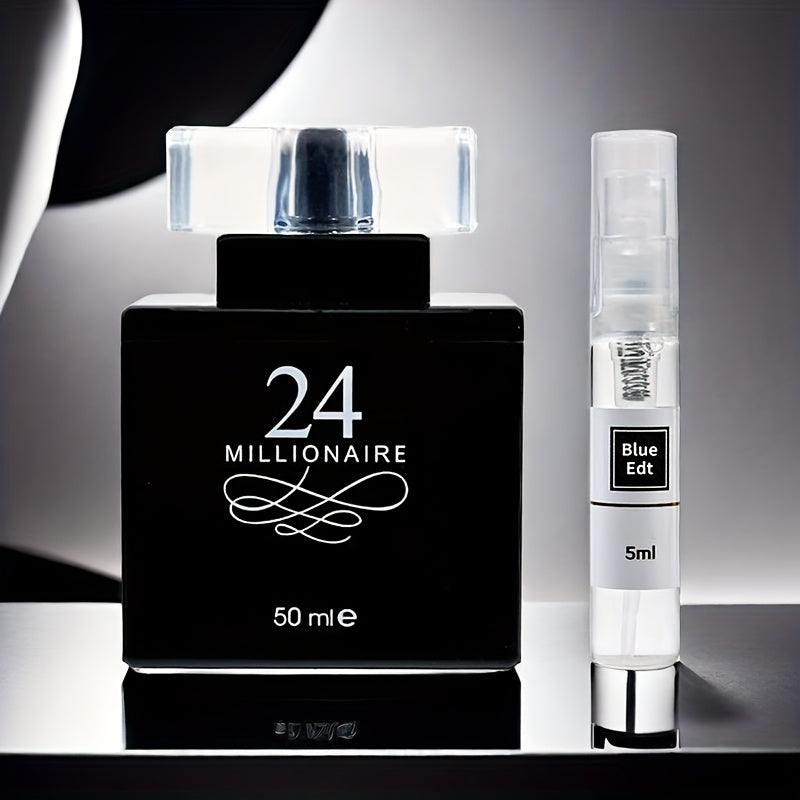 [Long-Lasting Fragrance] 24 Millionaire Men's Cologne | 1.7oz | Exclusive Amber Scent | Long-Lasting Fragrance with Woody Notes | Elegant Black & White Design | Perfect for Casual Attire & Dates