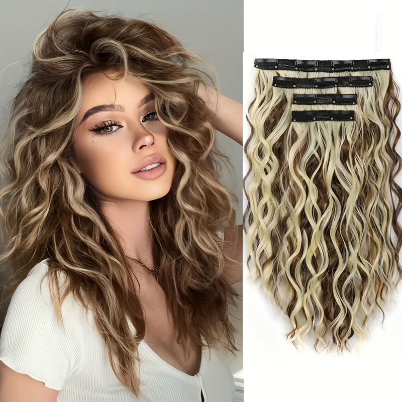 12 Inch Curly Hair Extensions with Invisible Clips - Natural Looking Curly Waves, Chocolate Brown & Honey Blonde Ombre, Soft Lace Weft Clip-In Extensions for Women, Volume & Length, Comfortable Clip-In Wig for Daily Use Speci