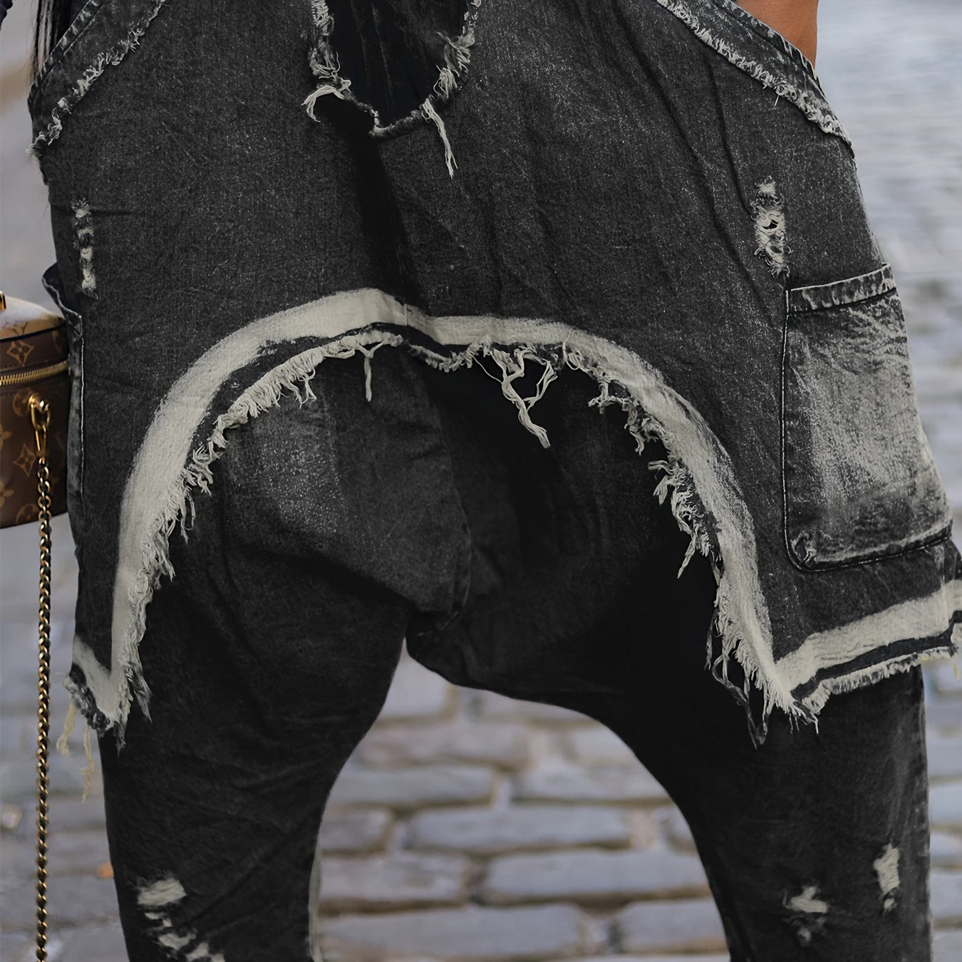 [Trendy Distressed Harem Pants] Trendy Distressed Women's Loose Harem Pants | Fashion Brushed Hole Jeans - Personality Clothing