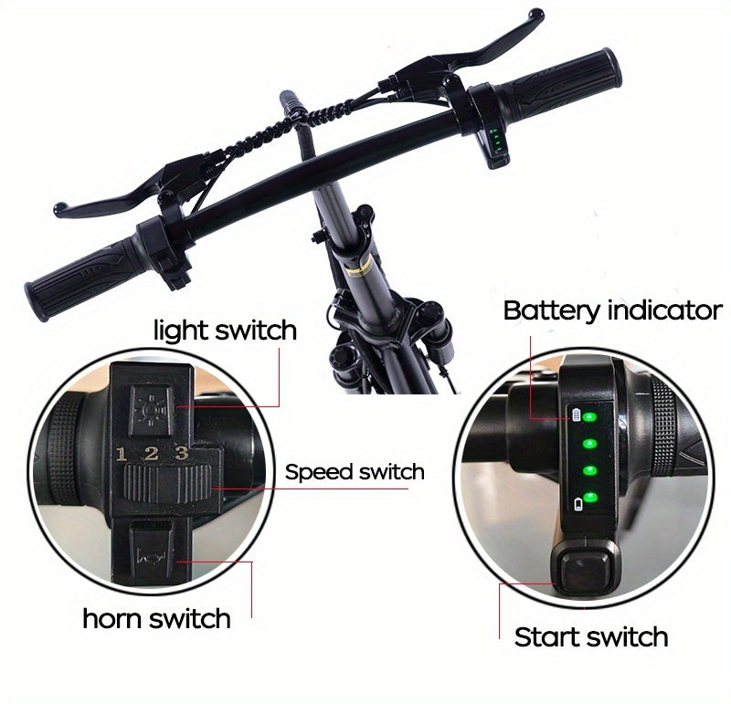 14 Inch Foldable Adult Electric Bicycle, Clearance Dealership, 500w Motor, Maximum Speed Of 20 MPH, 48V 10.4Ah Lithium Battery, 14 Inch Tires, Portable Folding Design, Outdoor Cycling Exercise, Urban Commuting Travel, Detacha