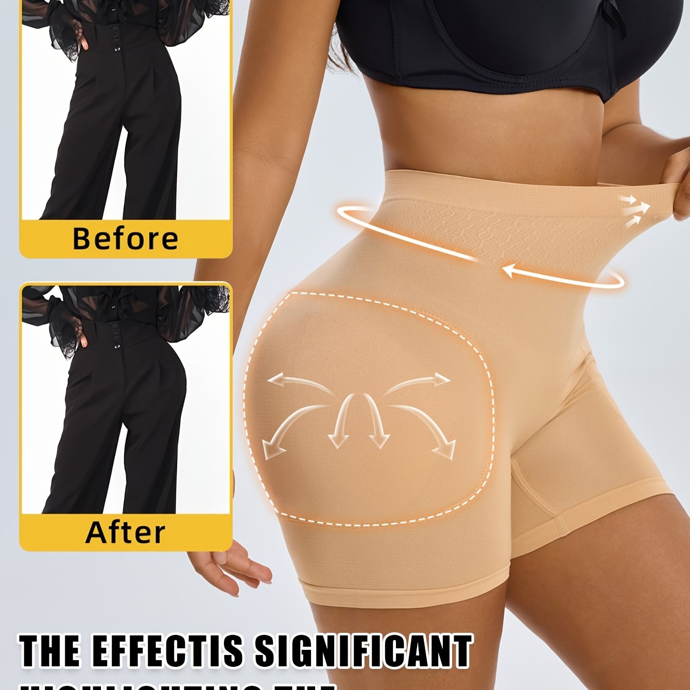 1pc CELILIN Women's High-Waisted Shapewear Shorts - Tummy Control, Butt & Thigh, Non-Slip Waistband, High-Elasticity Workout & Everyday Pants - Posture Correction & Body Contouring for Gym, Casual, Formal Outfits - Machine Wa
