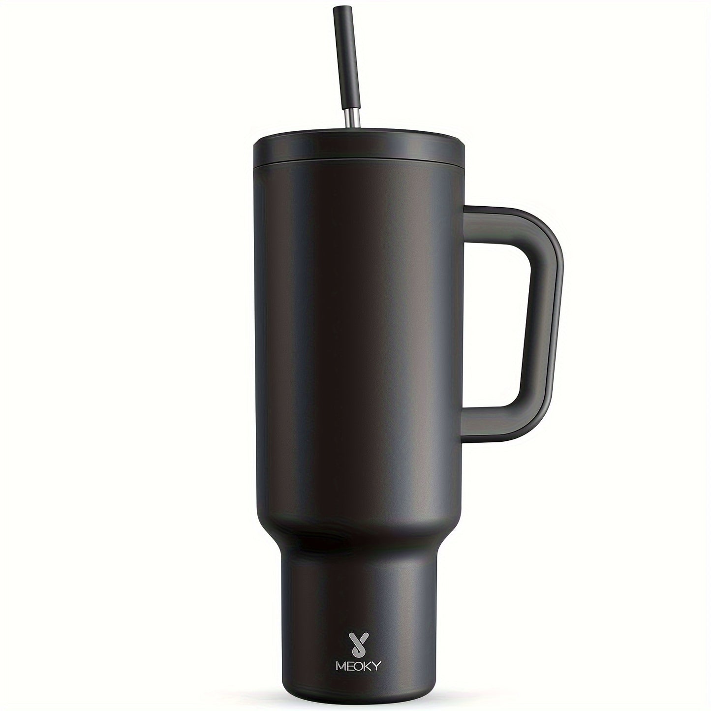 Meoky 50oz Tumbler with Handle, Tumbler with Lid and Straw, Insulated Stainless Steel Travel Mug, 100% Leak-proof, Keeps Cold for 36 Hours or Hot for 12 Hours