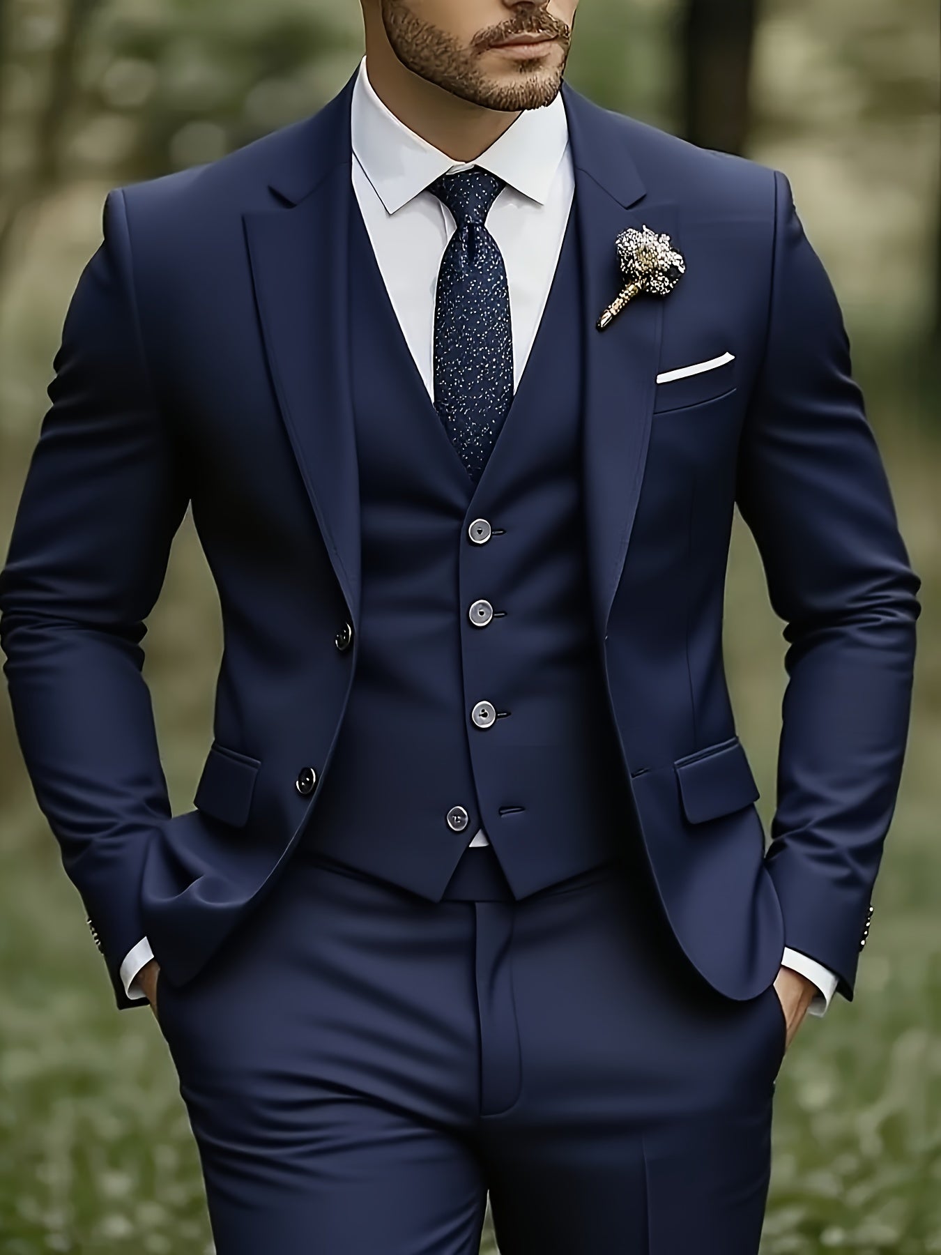 [Plus Size 3-Piece Suit] Premium Plus Size Men's Three-Piece Suit Set | Formal Wear, Wedding Attire, Business Casual, Holiday Gift