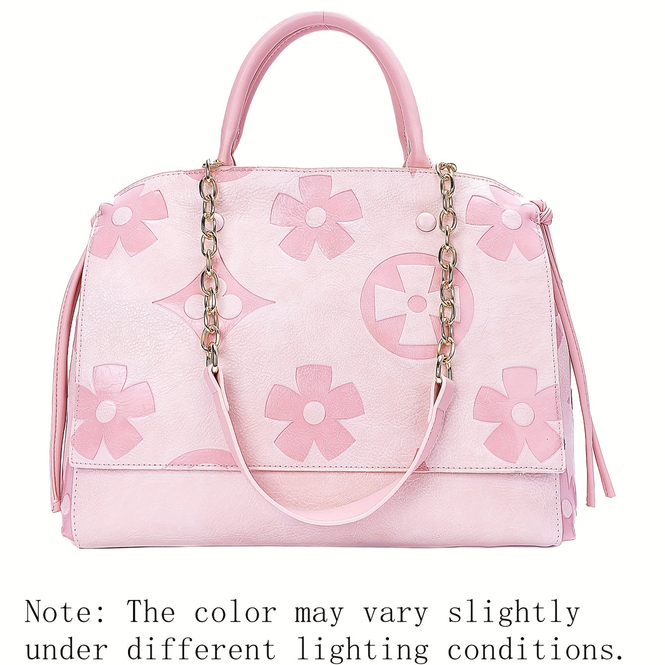 [Elegant Floral Tote Bag] IVKMIVK Women's Floral Embossed Tote Bag - Elegant Synthetic Faux Leather with Golden-Tone Hardware, Large Capacity, Perfect for Daily Commute, Office, and Travel | Floral Embossed Design | Office To