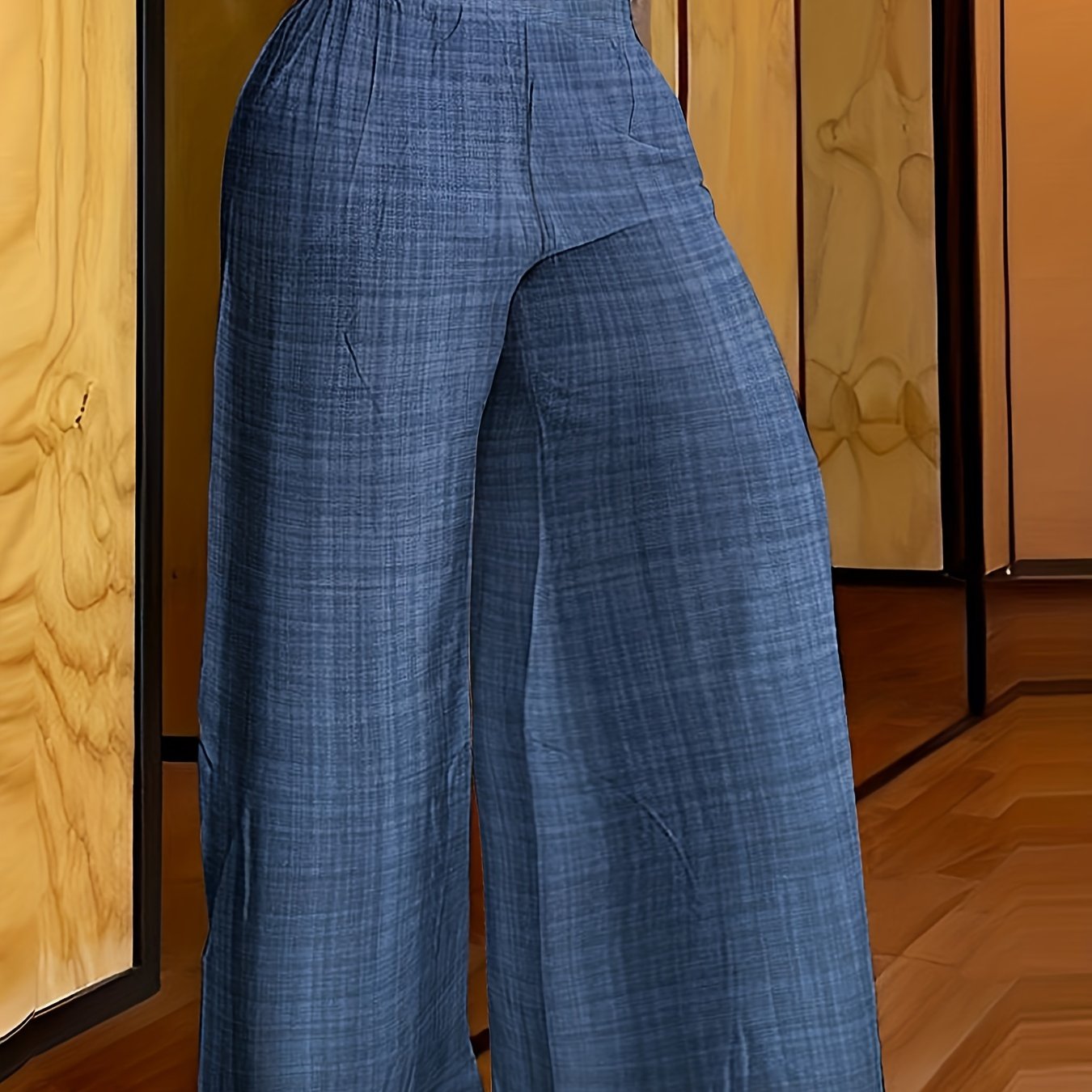 Elegant Solid Color Wide Leg Palazzo Pants - Comfortable Polyester Fabric, Machine Washable, Elastic-Free Waist, All-Season Wear - Womens Casual Regular Pants for Everyday Style