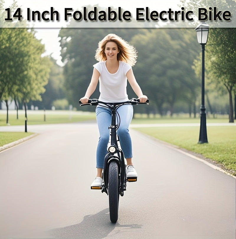 14 Inch Foldable Adult Electric Bicycle, Clearance Dealership, 500w Motor, Maximum Speed Of 20 MPH, 48V 10.4Ah Lithium Battery, 14 Inch Tires, Portable Folding Design, Outdoor Cycling Exercise, Urban Commuting Travel, Detacha