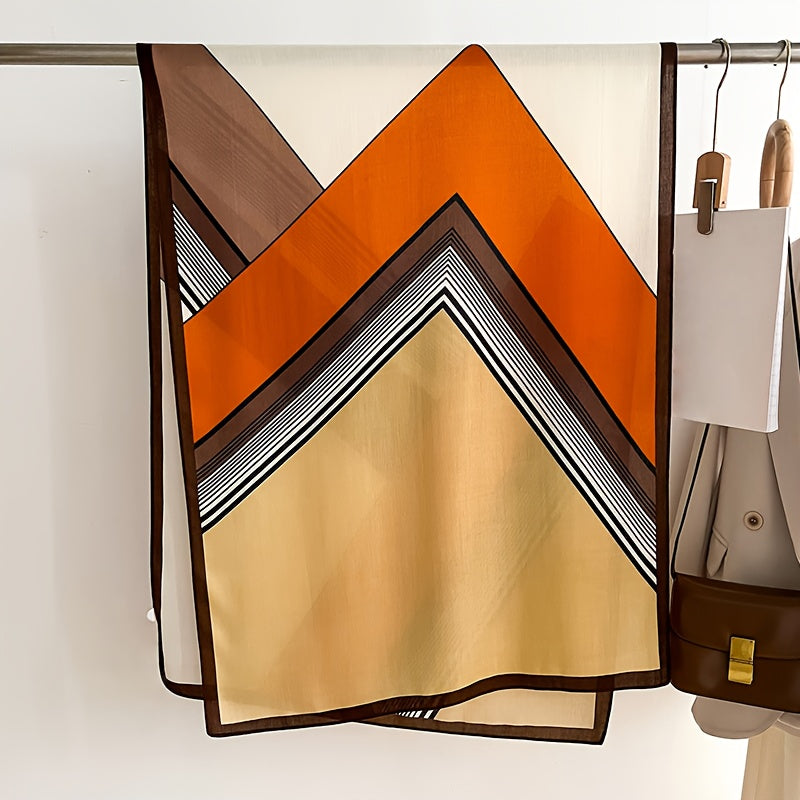 1/2pcs Color-Block Fashion Geometric Plaid Scarf, Durable Medium Thickness Warm Neck Warmer and Stylish Shawl for Air Conditioned Rooms