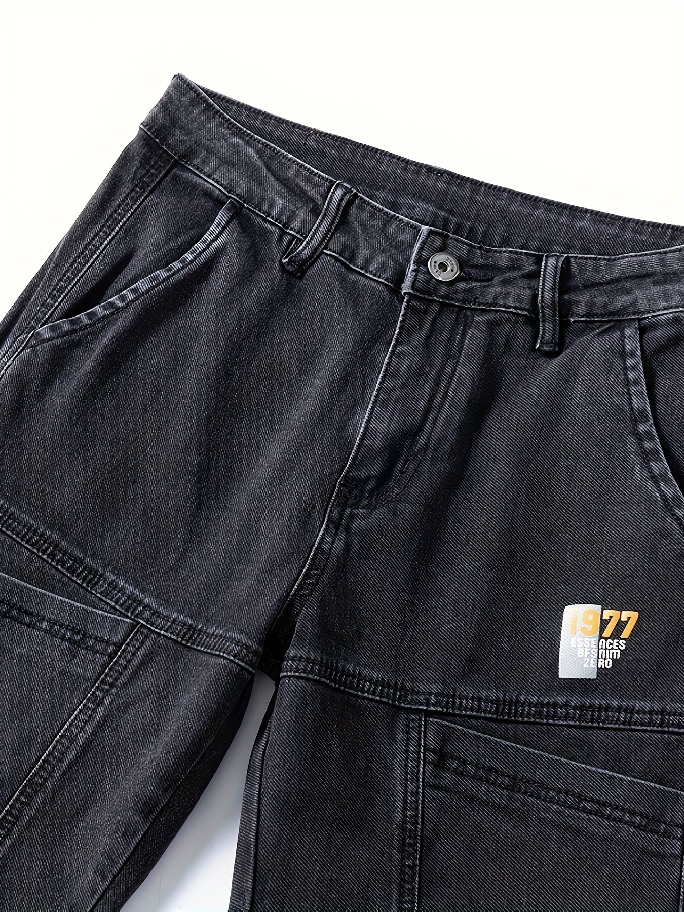 Men'S Small Straight Tube Style Fashionable Printed Six Pocket Design Micro Elastic Denim Pants