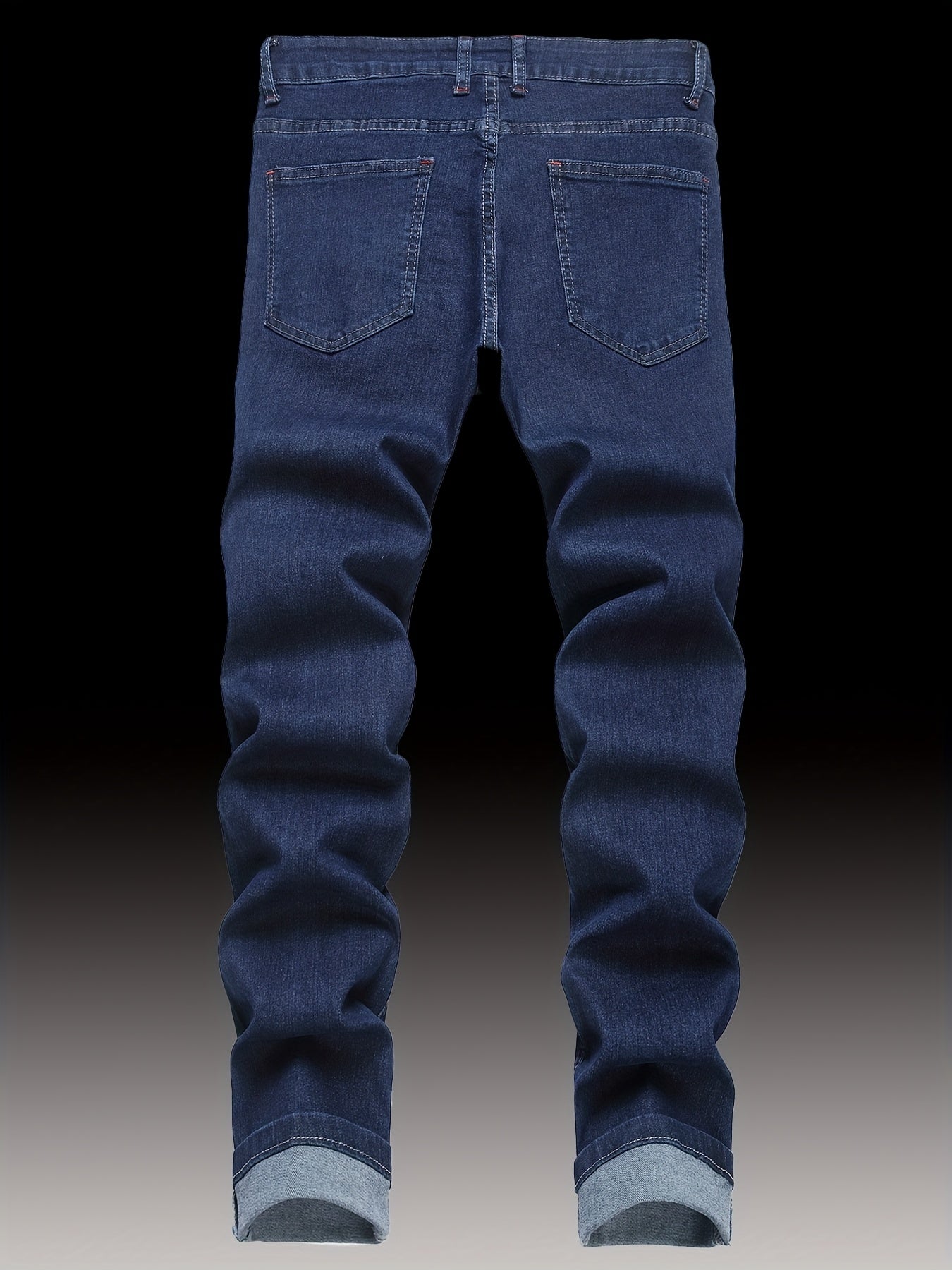 Men's Premium Stretch Denim Jeans - Slim Fit Straight Leg Distressed Ripped Jeans with Details, Medium Stretch Comfort, Street Style All-Season Casual Pants, Machine Washable, Trendy Streetwear