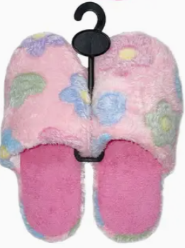 Fuzzy Flower Fleece Lounge Slippers