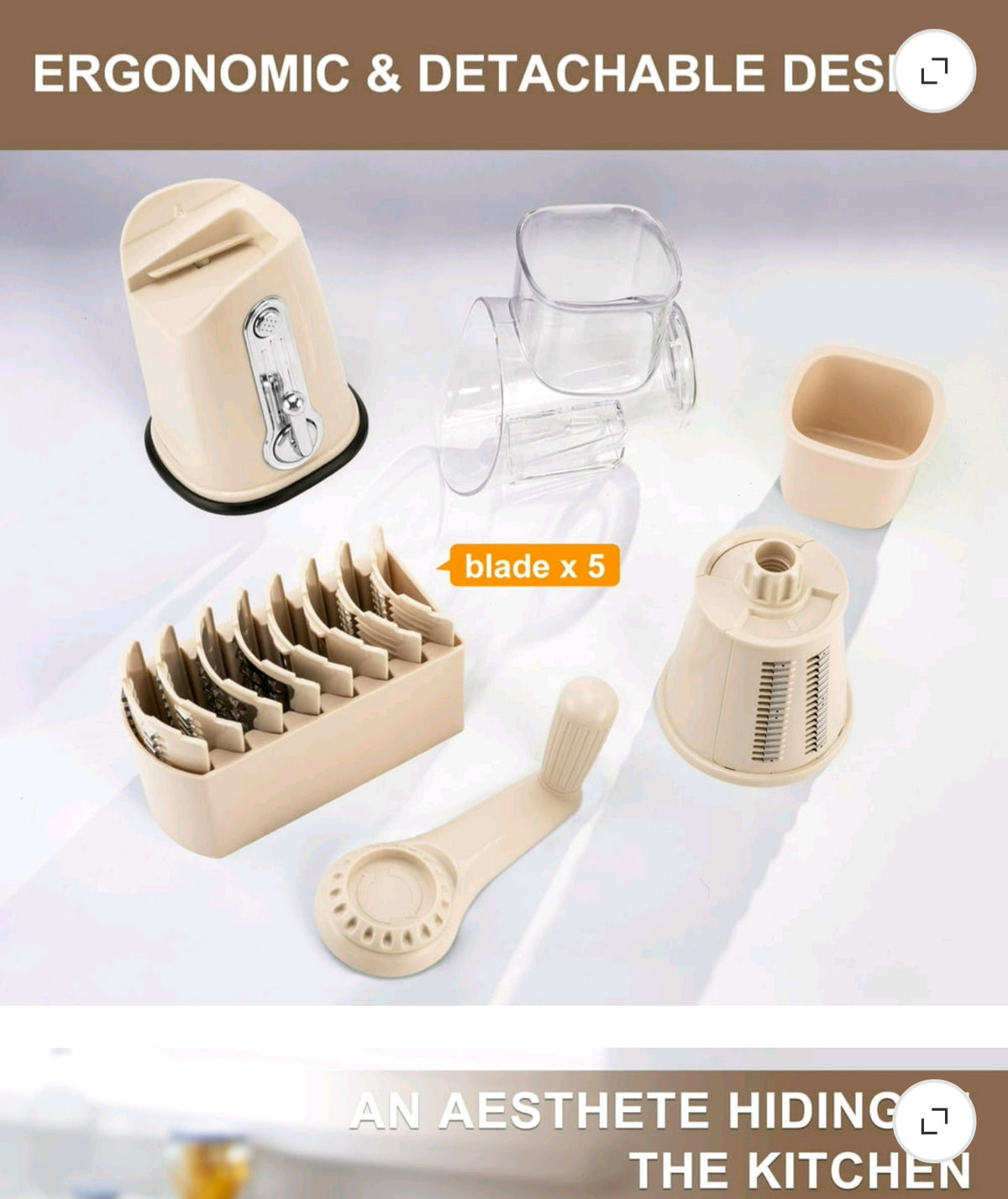 Susteas Rotary Cheese Grater – Manual Cheese Shredder with Suction Base & Interchangeable Blades