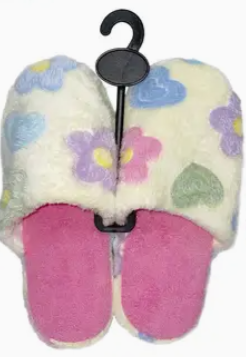 Fuzzy Flower Fleece Lounge Slippers